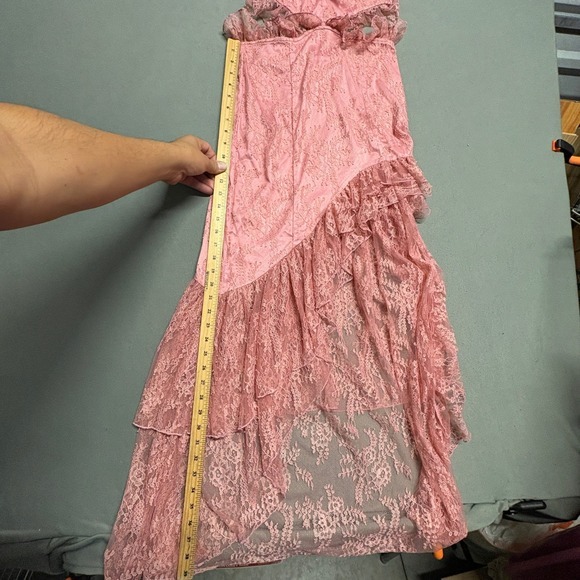 Majorelle Sonia Gown Pink Lace Strapless Cutout Ruffle Maxi Dress - Picture 12 of 16